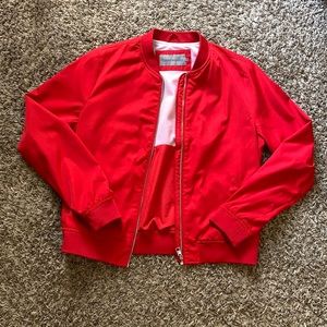 Red bomber jacket